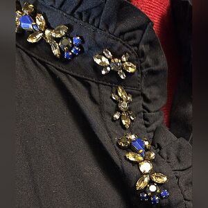 J.Crew Navy Embellished Sleeveless Blouse Rhinestone Placket L/12